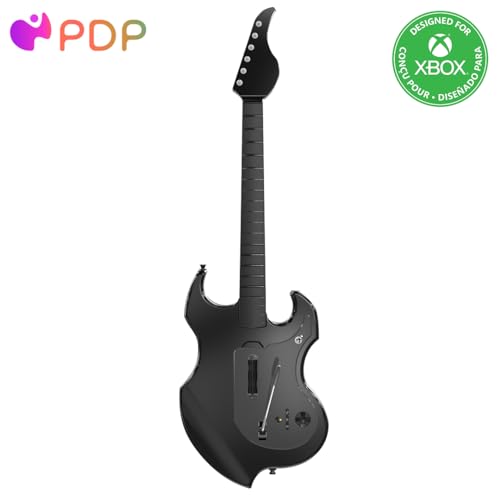 PDP RIFFMASTER Wireless Guitar Controller for Xbox Series X|S, Xbox One, Windows 10/11 PC, Rock Band 4, Fortnite Festival, Audio Jack, Rechargeable Battery, Officially Licensed by Microsoft – Black