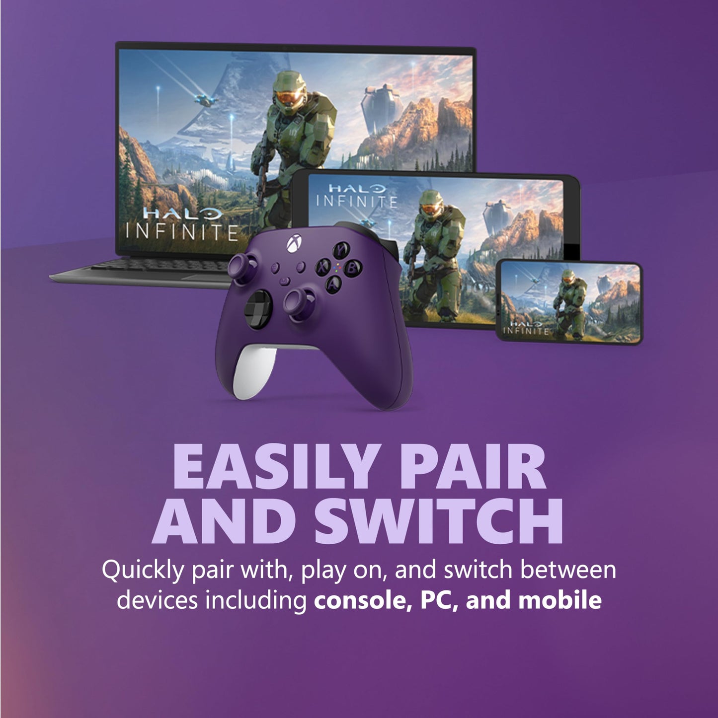 Xbox Core Wireless Gaming Controller – Astral Purple – Xbox Series X|S, Xbox One, Windows PC, Android, and iOS